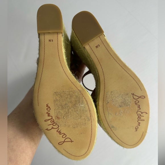Sam Edelman Turner Saddle Leather Espadrilles Wedges Size 8.5 Brown - Picture 10 of 12